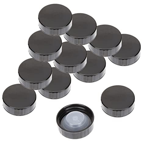 PAMINGONO Lot De 12 Bouchons à Vis Noirs En Résine Phénolique 38-400, Capsules De Bouteilles En Plastique Étanches Pour Cosmétiques Et Vin, Couvercles Solide Et Réutilisables