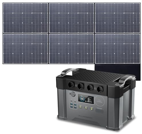 ALLPOWERS 1451Wh 2400W Centrale Elettrica Portatile con 600W Pannello Solare, S2000Pro Power Station 2700W AC+DC, con 4 * 2400W Uscite AC, Generatore Solare MPPT UPS per RV Campeggio Casa Emergenza