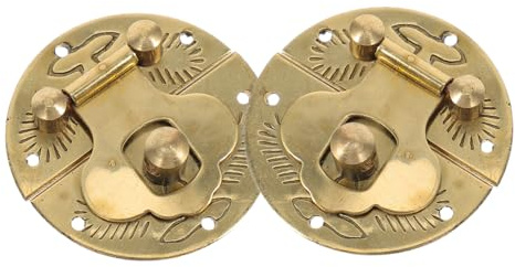 VILLCASE 2 pièces Loquet Rond Laiton pour Petites Boîtes Fermeture Décorative Sécurisée pour Coffrets Bijoux Lot de Matériel pour Projets DIY