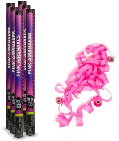 Pyroland 6 Stück Konfettikanone Pink Airsnakes 80 cm, pinke Luftschlangen, Party Popper für Geburtstag, Hochzeit und Silvester