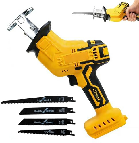 Cordless Reciprocating Saw for Dewalt 20V Max Battery, Power Recipro Saw, 0-3500 SPM Variable Speed, 4 Saw Blades Kit Cutting Tool for Wood Metal PVC (Battery Not Included)