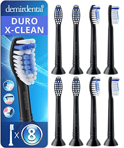 8er demirdental Harte Aufsätze für Philips Sonicare Ersatzbürsten Optimal White Xtra Clean Hart, maximale Reinigung durch diamantförmige Filamente, Schwarz, entspricht HX6068XB