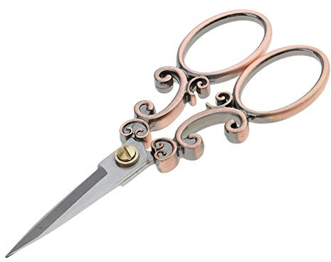 Tijeras de tela vintage para costura de tela – Tijeras de acero inoxidable para tela, ropa, costura y todo tipo de costura, acero inoxidable, bronce roto, talla única
