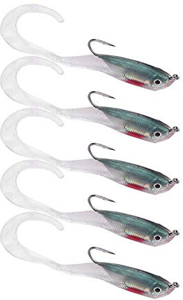 Set esche da pesca Esca per la pesca spigola 5 pezzi Esche per pesci Esca artificiale finta Esche morbide Spigola Attrezzatura da pesca con gancio(SO050-4)