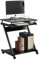 DlandHome Mesa de Ordenador Pequeña Mesa Ordenador Portátil con Ruedas y Estante Escritorio Móvil en Forma de Z Estación de Trabajo de Pie para Oficina, Casa, Dormitorio, Estudio, Negro