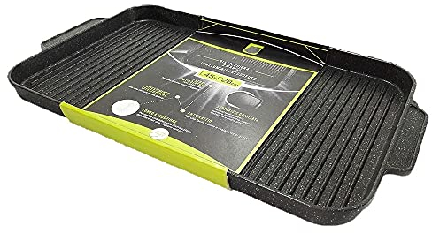 Bistecchiera Grande cm 45 x 28 Piastra griglia per arrostire Carne Pesce Verdure Barbecue Anche induzione o fornelli da Cucina Gas