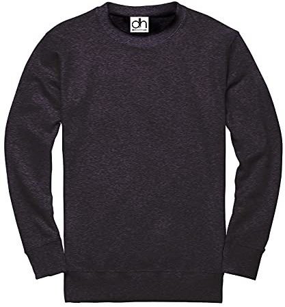 D&H CLOTHING UK premium sweatshirts enkla arbetskläder vardaglig rund hals jumper tröja sport fritid fleece, Svart Melange, XL