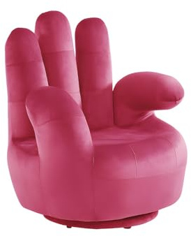 Vente-unique-Poltrona a forma di mano girevole in velluto Fucsia - CATCHY