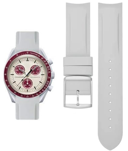 AIYIRUO Cinturini per Orologi per Omega x Swatch MoonSwatch/Rolex Watch Orologio 20mm Gomma Omega X Swatch Moonswatch Speedmaster Cinturino di Ricambio,Bracciale Curvo per Uomo
