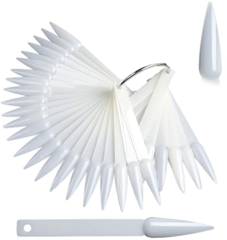 LJFEA 50 Pièces Modèles de présentation pour Nail Art,Nail Art Tips Sticks Vernis à Ongles Plaques de Couleur Plaques,Nail Art Pratiquer des Modèles (Blanc)