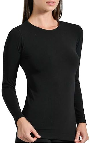 Risalti Maglia Donna Maniche Lunghe in Viscosa di Bamboo Senza Cuciture