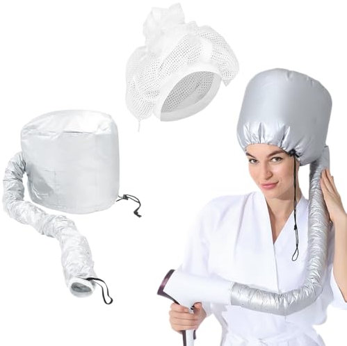 ZKGYUS Bonnet Casco per Asciugatura Cuffia Asciugacapelli con Elastico per Attacco a Phon, Grigio