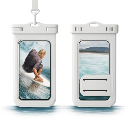 Yuexitech Waterproof Phone Case for Swimming,IPX8 Waterproof Phone Pouch，Underwater Phone Cases for iPhone 16 15 14 13 12 Pro XS, Samsung S24 S23 S22, Huawei P60 Mate 60 up to 7.2 White