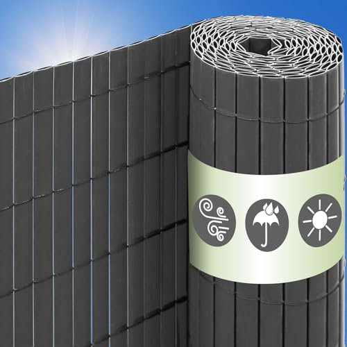 UrFence 100x300 Valla de Ocultación Jardin - Cañizo PVC Antracita - Cañas Ocultación Balcon - Cañizo Terraza - Malla de Ocultación - Cañizo artificial Exterior - Malla Plastico Privacidad para Balcon