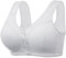 PrinStory Ribbed Cotton Bras For Women Front Fastening Wireless Snap Closing Comfort Ladies Bras For The Elderly (Light Grey, 40C)