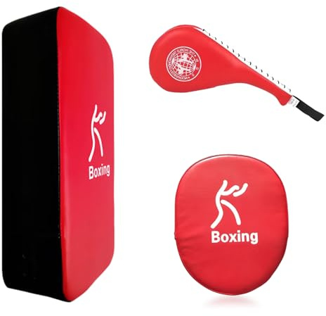 Kiuiom PU Schlagkissen,Pratzen Boxen,PU Leder Schlagpolster Set,Taekwondo-Kick-Pad,Einstellbar Soft Shield,Trainingsausrüstung Pads Set für Boxen,MMA,Muay Thai,Taekwondo,Kickboxen