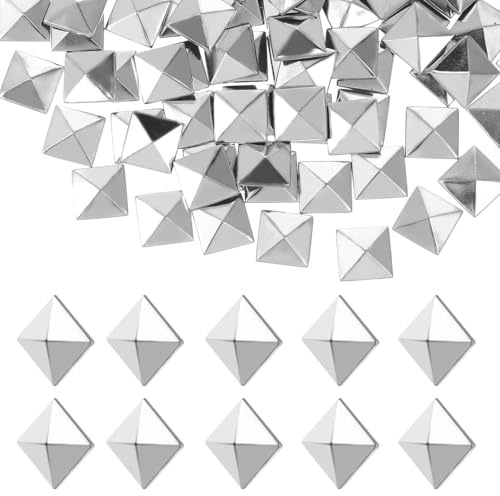 100 Stück Silberne Pyramidennieten - Quadratische Nieten Ohne Kratzende Zinken - Hotfix Ziernieten für DIY Punk Kleidung & Taschen - 1x1cm