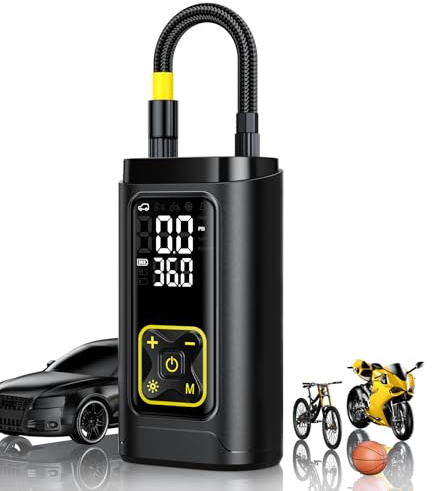 Philoent Tire Inflator Portable Air Compressor for Car Tires with Gauge, 150PSI Fast Bike Air Pump for Auto, Motorcycle, Bicycle, Balls, Digital Tire Pump with LED Light, Auto Shut-Off