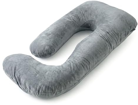 COSYLAND Almohada para Embarazadas, Cojín de Embarazo en J con Soporte Integral, Funda Desmontable y Lavable, Útil para Descanso, Dormir, Lactancia y Relajar Las Piernas, 155 x 60 x 20 cm, Negro