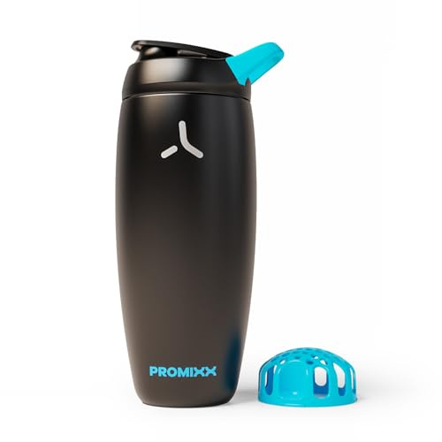 Promixx Pursuit Shaker Aislado – 700ml Acero Inoxidable Doble Pared Mezclador Proteínas con Snap-Fit para Batidos Helados – Hermético para Fitness – Negro