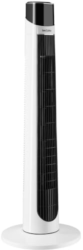 tectake® Ventilateur Colonne 93 cm, 3 modes 3 vitesses, Minuterie 12h, Télécommande, Oscillation à 90°, Ecran tactile & Affichage LED, Ventilateur Silencieux, Faible consommation d'énergie - Blanc