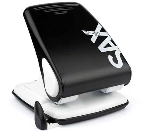 SAX 518 Locher, für bis zu 40 Blatt, Schwarz, aus robustem Material, kompakte Auffangschale, Formstabile Anlegeschiene, modernes und stilvolles Design