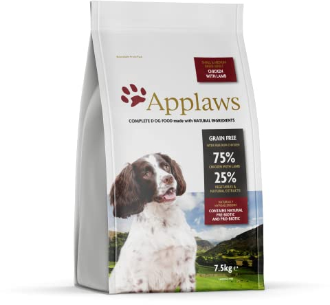 Applaws High Protein Complete and Grain Free Dry Dog Food 7.5 kg for Medium and Small Dog Breeds, Chicken with Lamb (Pack of 1)