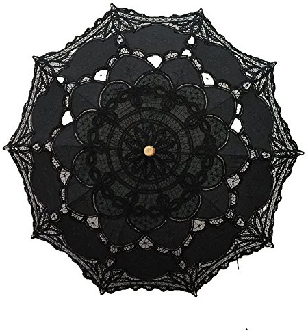 AEAOA Handmade Black Lace Parasol Umbrella Wedding Bridal 30 Inch Adult Size