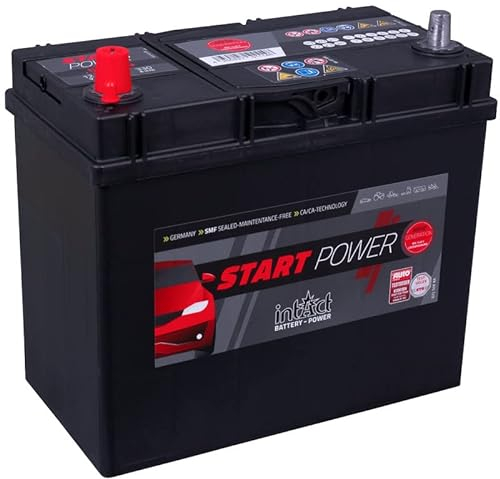 intAct Autobatterie 12V 45Ah 330A, Start-Power 54524GUG, leistungsstarke und zuverlässige PKW Starterbatterie, Maße: 237x127x225mm, Blei-Säure-Batterie in Erstausrüsterqualität