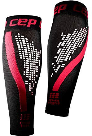 CEP - Calf Sleeve 2.0 de Nighttech, calentadores reflectantes para mujer, medias para una compresión exacta en la pantorrilla, fabricado por Medi, negro/rosa, talla IV