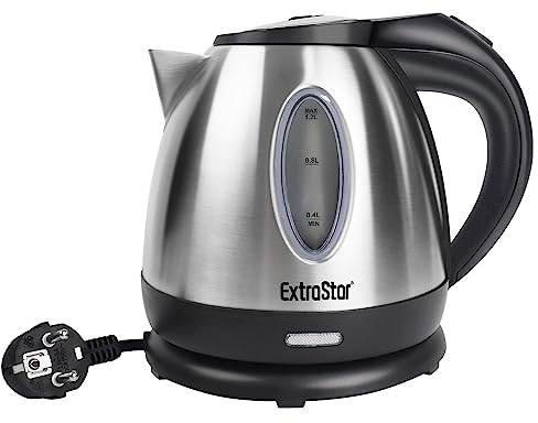 EXTRASTAR Bollitore Elettrico 1,2L 1630W Acciaio Inossidabile,Spegnimento automatico, Base di rotazione a 360°, Protezione Boil-dry, BPA Assente, Design esclusivo bollitore. (Acciaio Inox, 1.2L）