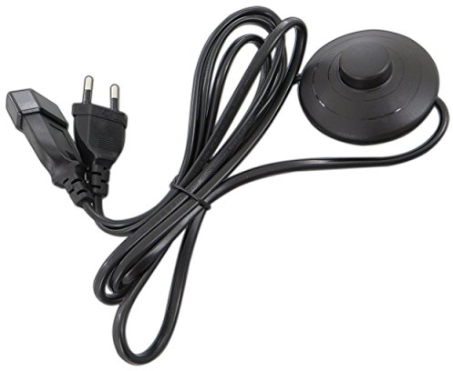 Rallonge d'alimentation avec interrupteur - 200 cm - 2 m - Prise européenne - Câble d'extension - Interrupteur à pied (noir avec fiche + femelle)