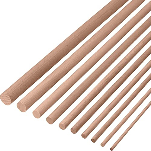 Gedotec Baguette Ronde en Hêtre Lisse | 25 x 1000 mm | 5 Pièces | Pour le Bricolage et la Construction | Bois Massif