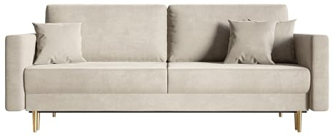 Selsey Valico- Schlafsofa für 3 Personen mit Schlaffunktion, 230 cm, Beige Velvet