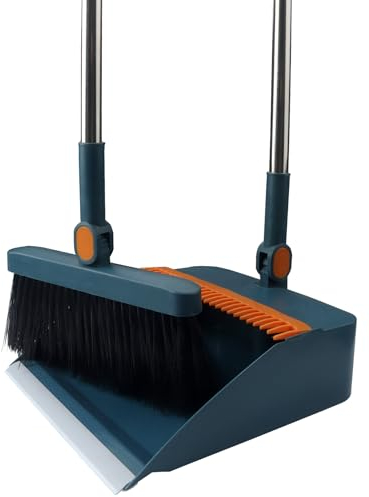 YGNNBC Besen und Kehrschaufel Kit Vertikal Langstiel Besen Kit Kehrschaufel Kombination für Haushalt Reinigung und Kehren. (Blau)