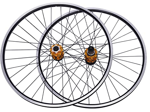 TESUGN 29 Zoll Mountainbike Vorderrad & Hinterrad Rad Durch Die Achse Scheibenbremse Rennrad, Aluminiumfelge Scheibenbremse MTB-Laufradsatz, Golden