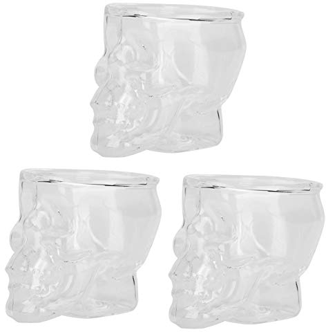 Skalle Glas Vinglas, 3 STK 75 ML Skalle Huvudformad Glaskopp Vinmugg Öl Dryck Dryck Behållare Halloween Party Dekoration
