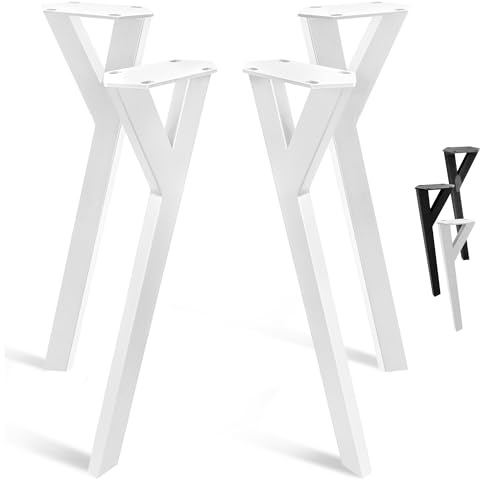 Natural Goods Berlin Juego de 4 patas de mesa Y Legs (blanco, 72 cm), patas para muebles de metal en forma de Y para tu próximo proyecto de bricolaje, resistente estructura de mesa para escritorios y