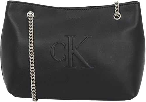 Calvin Klein Damen Umhängetasche Sculpted Chain mit Tragekette, Schwarz (Na Black), Einheitsgröße