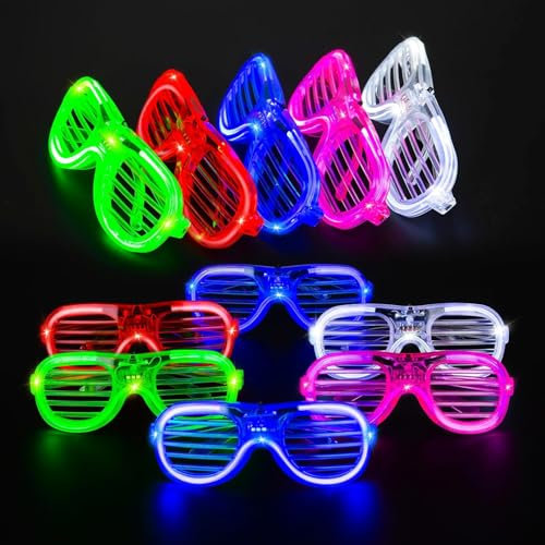 Piucrty Led Brille 13Pcs Mitgebsel Kindergeburtstag Gastgeschenke Neon Farbe Party Rave Brillen Give Aways Kleinigkeiten Tombola Preise Kinder Pinata Füllung Leuchtbrillen Goodies Wundertüte