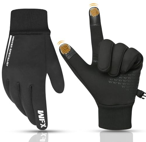 WFX Guanti da corsa invernali per uomini e donne - Guanti termici touchscreen antiscivolo leggeri con fodera in pile, guanti caldi antivento per ciclismo, sport, guida, escursionismo e attività