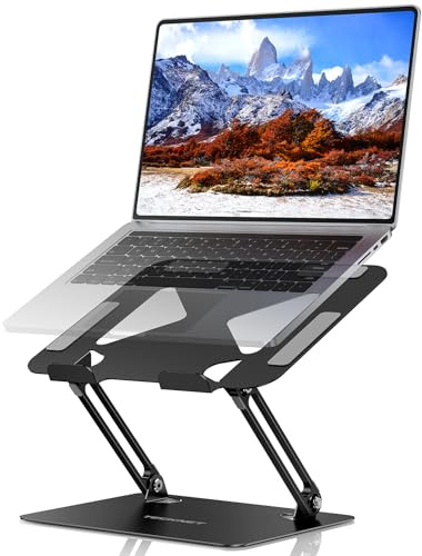 TECKNET Laptop Stand for Desk, Ergonomic Laptop Riser for Desk, Metal Portable Laptop Holder, Adjustable Ipad Notebook Stand for All 11-17.3 Inch Laptops, Black