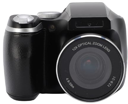 Yctze DSLR -Kamera 4K 60m mit LED -Flash -LCD -Bildschirm CMOS 12x Optical 6X Digital Zoom Retro Digitalkamera Video -Rekorder für Reiseträtslandschaften mit 4K -Auflösung und 60 (Black)