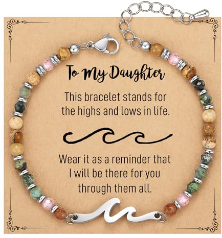 TONY & SANDY Mothers Day Gifts for Daughter, Daughter Gifts from Mom, Graduation Gifts Her, Wave Bracelet for Women Jewelry, Mother Daughter Bracelets Jewelry Birthday Christmas Valentines