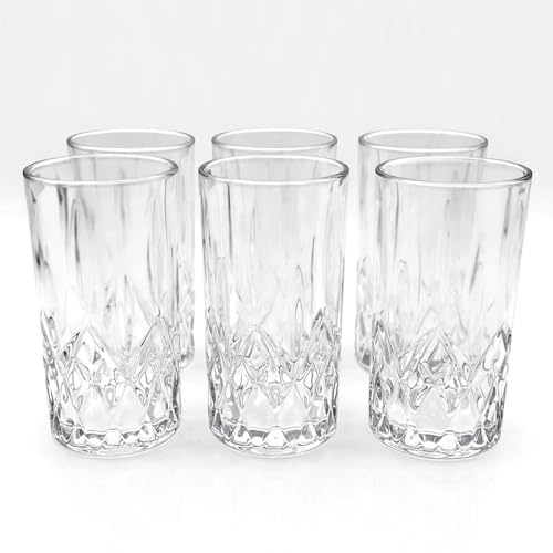 RICHFUL Longdrinkgläser Set 6-teilig - 375ml Trinkgläser Highball aus bleifreiem Glas, spülmaschinenfest, dickwandig - Neue langlebige Kollektion Rhapsody - Cocktail & Whisky Gläser - SG24102