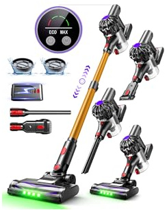 Slivamo S16 Aspirapolvere Senza Fili, 50kPa/600W/45min, Batteria Rimovibile, Scopa Elettrica Leggero con Luce LED Verde, Autoportante, per Peli Di Animali/Pavimenti Duri, Arancione