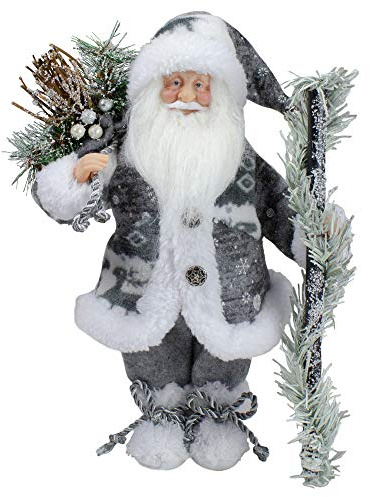 Northlight 12 Country Patchwork Standing Santa Claus Christmas Figure