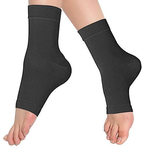 eYotto 1pair Compression Ankle Support Sleeve, Breathable Ankle Wrap for Stabilize Ligament, Relieve pain Arch Sport Stabilize Ligaments - For Swelling and Sprained, Arthritis, Recovery, Injury