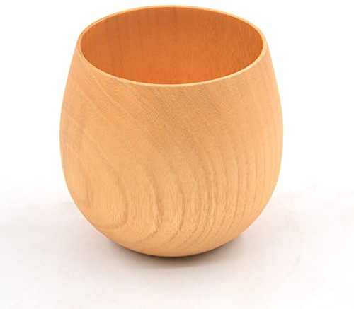 Naturoom Holzbecher, japanischer Stil, Teetasse, Bier, Kaffeetasse, natürliches Massivholz, perfekt für kalte oder heiße Getränke, 240 ml (natürlich)