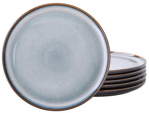 LERATIO Ceramic Plate Set of 6,8.5 Inch Reactive Glaze Salad Plates